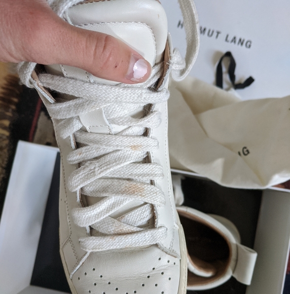 Helmut Lang white leather high top sneaker - Picture 3 of 4